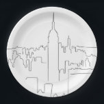New York City Minimal Line Paper Plates<br><div class="desc">Minimal Line Art - New York City - Black And White Sketch - Line Drawings.</div>