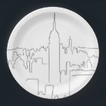 New York City Minimal Line Paper Plates<br><div class="desc">Minimal Line Art - New York City - Black And White Sketch - Line Drawings.</div>