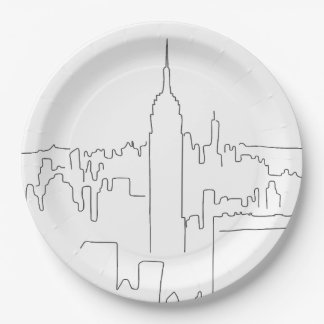 New York City Minimal Line Paper Plates