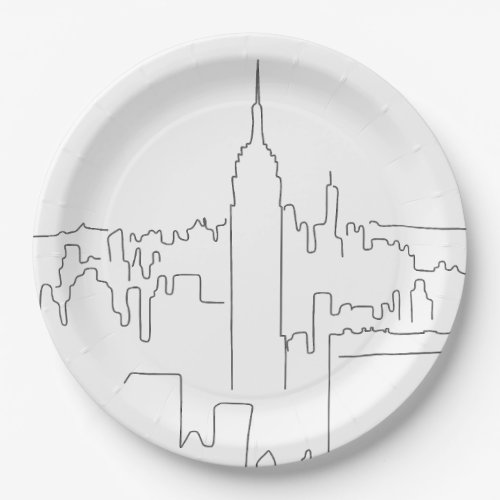 New York City Minimal Line Paper Plates