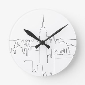 New York City Minimal Line Round Clock