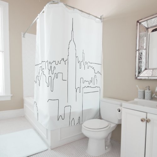 New York City Minimal Line Shower Curtain