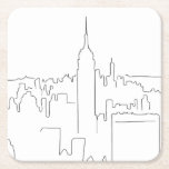 New York City Minimal Line Square Paper Coaster<br><div class="desc">Minimal Line Art - New York City - Black And White Sketch - Line Drawings.</div>