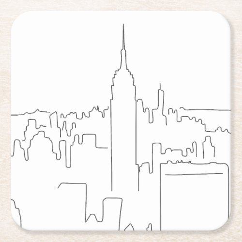 New York City Minimal Line Square Paper Coaster