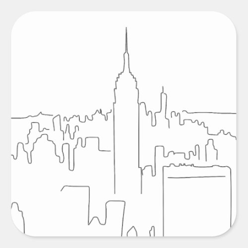 New York City Minimal Line Square Sticker