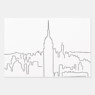 New York City Minimal Line Wrapping Paper Sheets