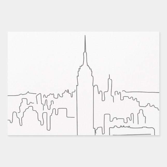 New York City Minimal Line Wrapping Paper Sheets (Front 2)