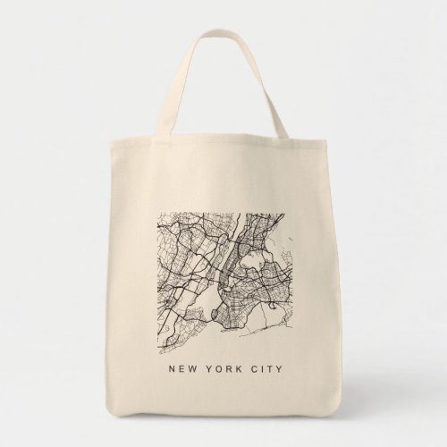 New York City Minimalist City Street Map Dark Tote Bag