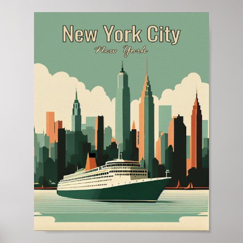 New York City Minimalist Vintage Art Travel Poster
