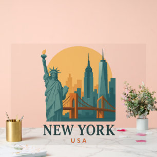 New York City Minimalist Vintage Travel Acrylic Sign