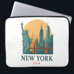 New York City Minimalist Vintage Travel  Laptop Sleeve<br><div class="desc">New York City Minimalist Vintage Travel Laptop Sleeve – Retro NYC Skyline Design Carry the charm of New York City wherever you go with this Minimalist Vintage Travel Laptop Sleeve. Featuring a clean retro skyline design, this sleeve blends timeless urban aesthetics with practical laptop protection. Perfect for travelers, digital nomads,...</div>