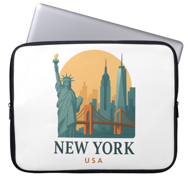 New York City Minimalist Vintage Travel  Laptop Sleeve (Front)