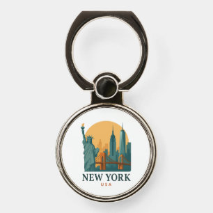 New York City Minimalist Vintage Travel Phone Ring Stand