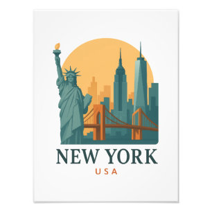 New York City Minimalist Vintage Travel  Photo Print