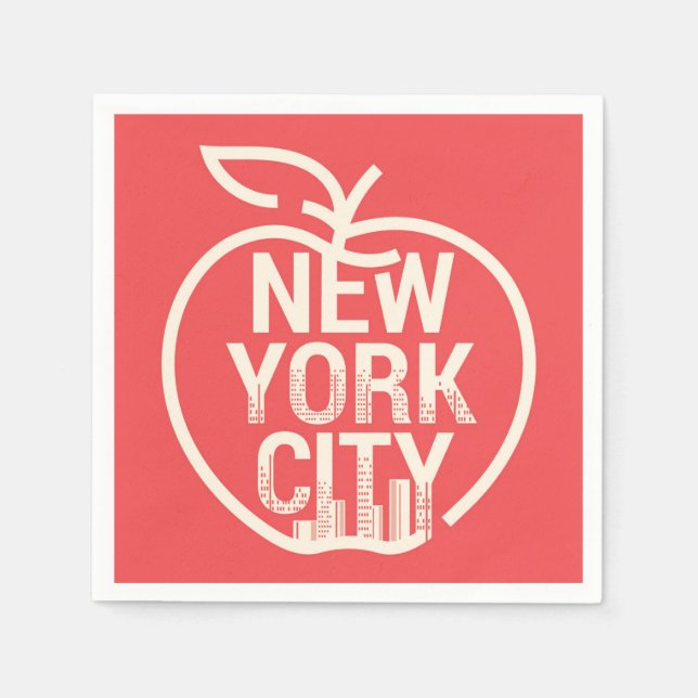 NEW YORK CITY Modern Big Apple Red   Napkins (Front)