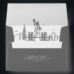 New York City Modern Deco | Skyline Reveal Envelope<br><div class="desc">It's all about the fun little details with these pre-addressed envelopes. They feature your address and a stylized outline of the city of New York City on the inside liner. These envelopes are made to go with the robust Modern Deco Skyline Wedding set. However, they are versatile enough in their...</div>