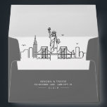 New York City Modern Deco | Skyline Reveal Envelope<br><div class="desc">It's all about the fun little details with these pre-addressed envelopes. They feature your address and a stylized outline of the city of New York City on the inside liner. These envelopes are made to go with the robust Modern Deco Skyline Wedding set. However, they are versatile enough in their...</div>
