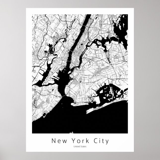 New York City Modern Minimal City Map Poster (Front)