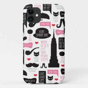 New York City mustache vintage pattern iPhone 11 Case