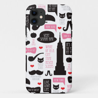 New York City mustache vintage pattern iPhone 11 Case