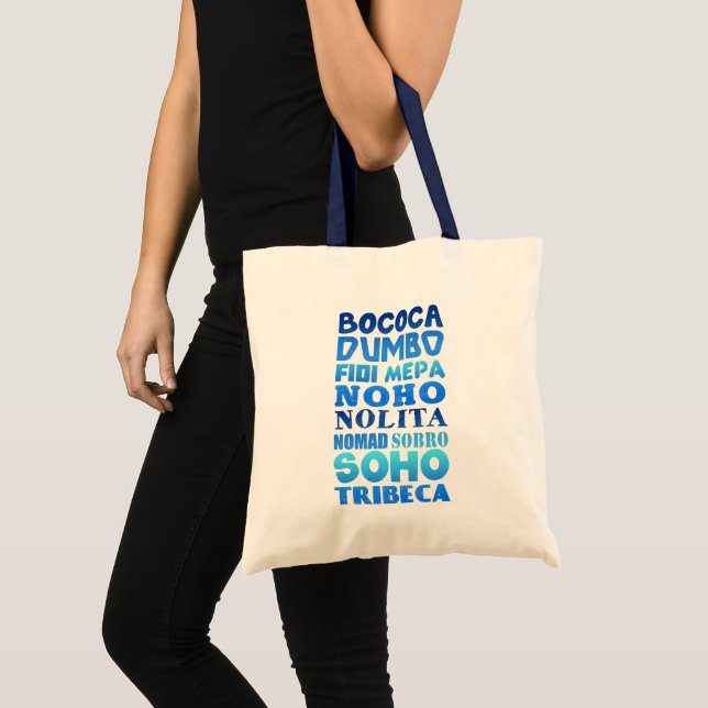 New York City Neighborhood Acronyms Tote Bag (Front (Product))