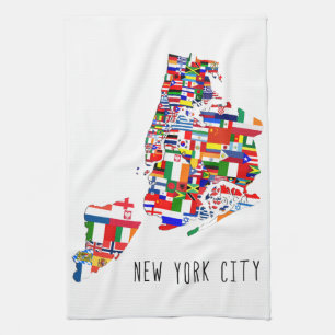 New York City Neighborhood Flags Kitchen Towel