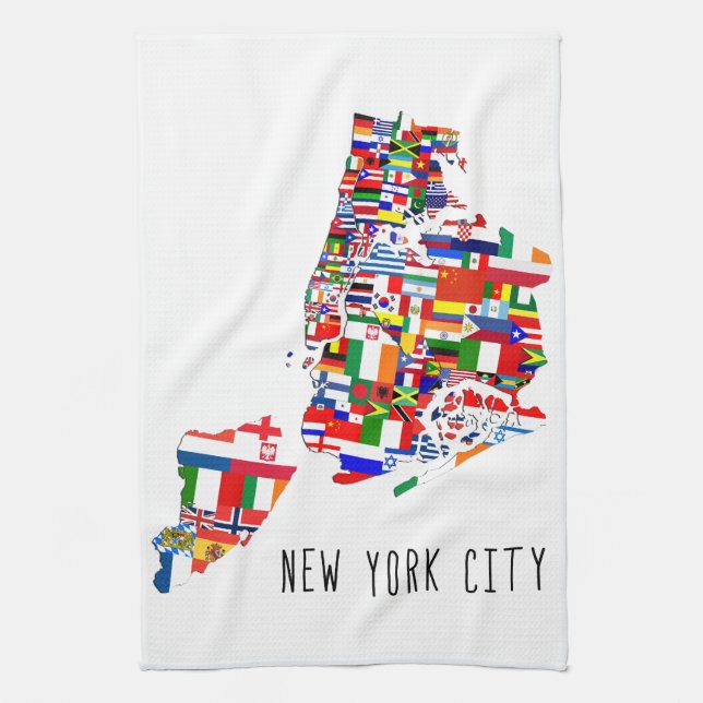 New York City Neighborhood  Flags Kitchen Towel (Vertical)