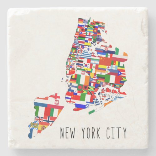 New York City Neighborhoods Flags Map Coaster