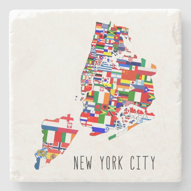 New York City Neighborhoods Flags Map Coaster (Front)