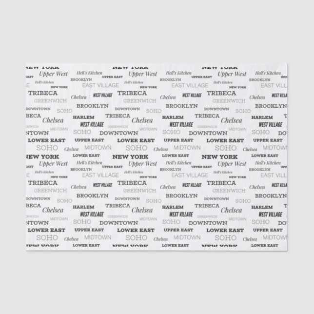 New York City Neighborhoods Tissue Paper (Front)