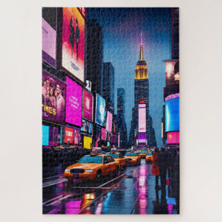 New York City Neon Cityscape Times Square Jigsaw Puzzle