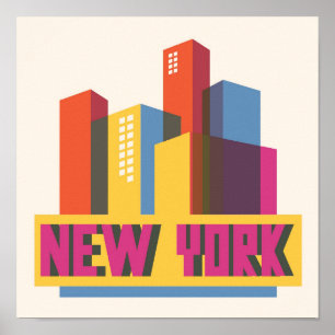 New York City Neon Skyline Poster