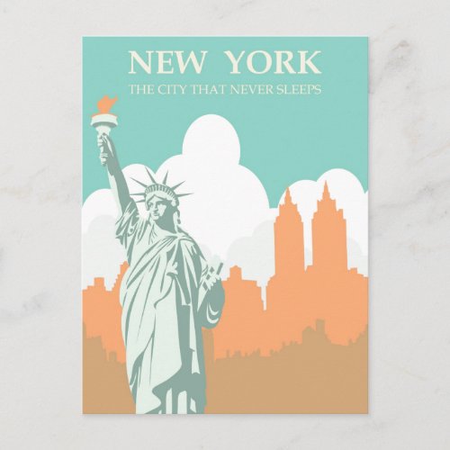 New York City Never Sleeps Vintage Postcard
