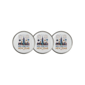 New York City New Year 2026 Fireworks Skyline Golf Ball Marker