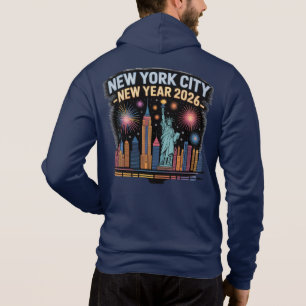 New York City New Year 2026 Fireworks Skyline Hoodie