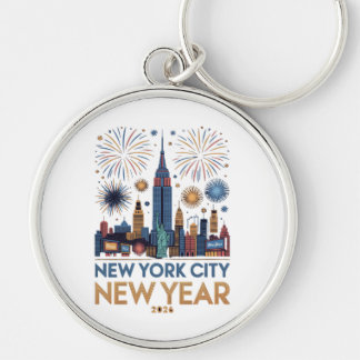 New York City New Year 2026 Fireworks Skyline Keychain