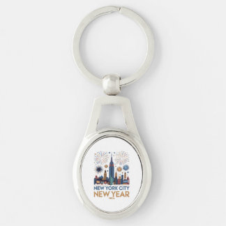 New York City New Year 2026 Fireworks Skyline Keychain
