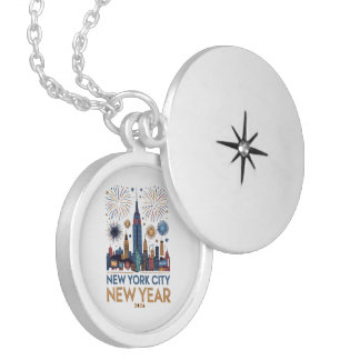 New York City New Year 2026 Fireworks Skyline Locket Necklace