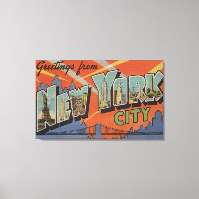 New York City, New York - Large Letter Scenes 4 Canvas Print (Front)