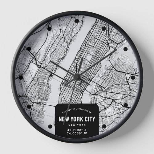 New York City New York Map Clock