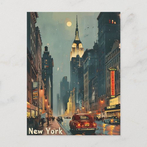 New York City Night Empire State Elegance Vintage Postcard