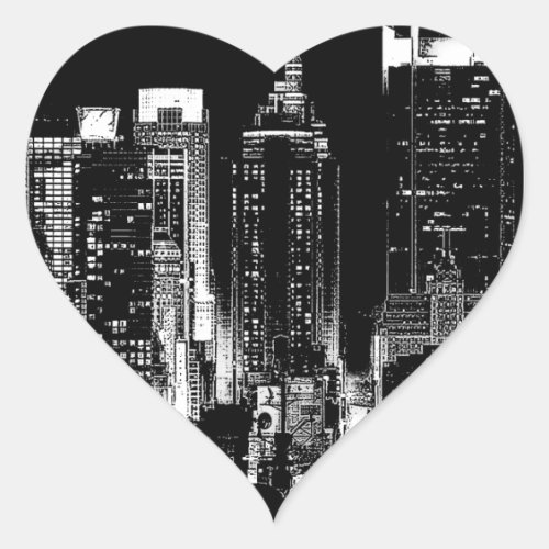 New York City Night Heart Sticker