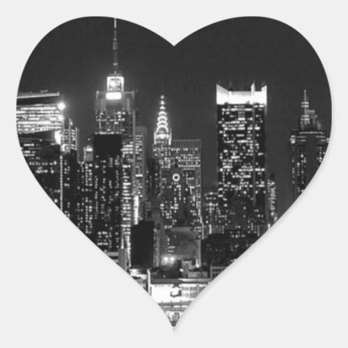 New York City Night Heart Sticker