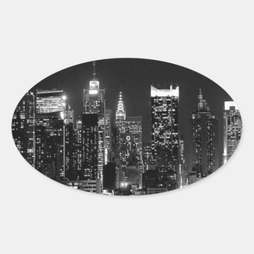 New York City Night Oval Sticker