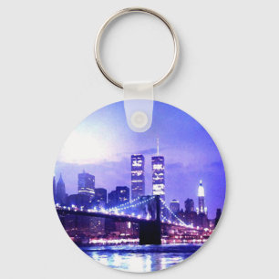 New York City Night Panorama Keychain