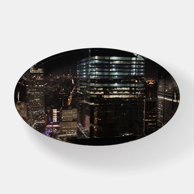 New York City Night Skyline Architecture NYC Paperweight (Front)