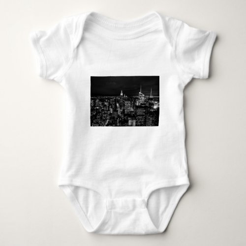 New York City Night Skyline Baby Bodysuit