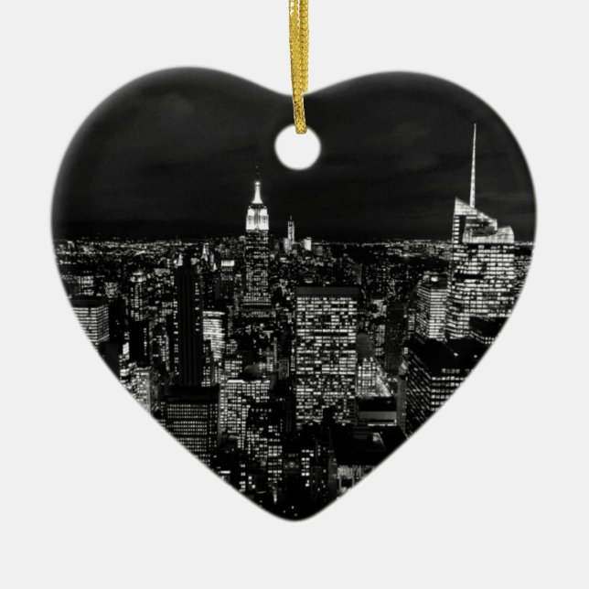 New York City Night Skyline Ceramic Ornament (Front)