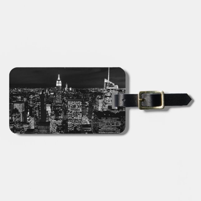 New York City Night Skyline Luggage Tag (Front Horizontal)