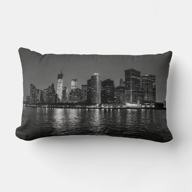 New York City Night Skyline Lumbar Pillow (Front)